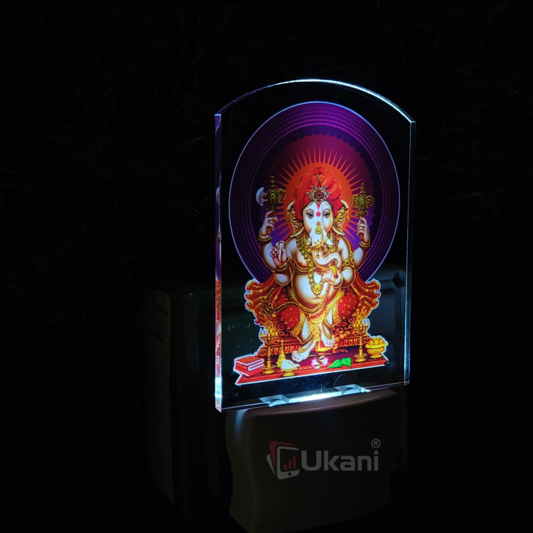 UKANI® GANESHA Design single color white light UV Multi color Print Night Lamp for Temple/Home/Office/gift