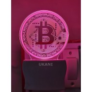 UKANI 3D New Bitcoin  Night lamp with 7 color automatic Changing Light For Home bedroom Gift  Cafe Office Valentine Gift  size (3 inch )