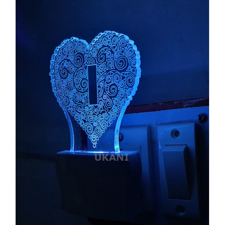 UKANI 3D  Alpha bate I Night lamp with 7 color automatic Changing Light For Home bedroom Gift  Cafe Office Valentine Gift  size (3 inch )