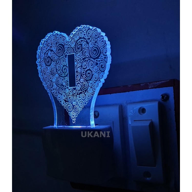 UKANI 3D  Alpha bate I Night lamp with 7 color automatic Changing Light For Home bedroom Gift  Cafe Office Valentine Gift  size (3 inch )