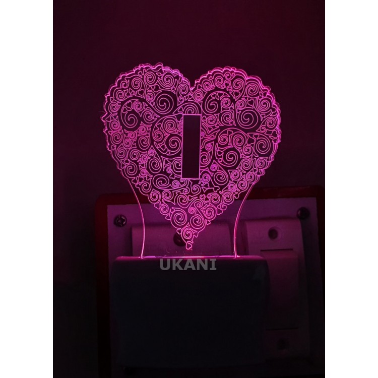 UKANI 3D  Alpha bate I Night lamp with 7 color automatic Changing Light For Home bedroom Gift  Cafe Office Valentine Gift  size (3 inch )