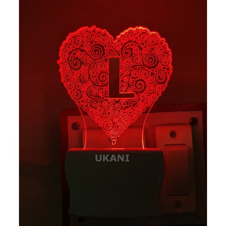 UKANI 3D  Alpha bate L Night lamp with 7 color automatic Changing Light For Home bedroom Gift  Cafe Office Valentine Gift  size (3 inch )