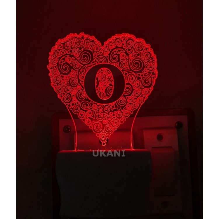UKANI 3D  Alpha bate O Night lamp with 7 color automatic Changing Light For Home bedroom Gift  Cafe Office Valentine Gift  size (3 inch )