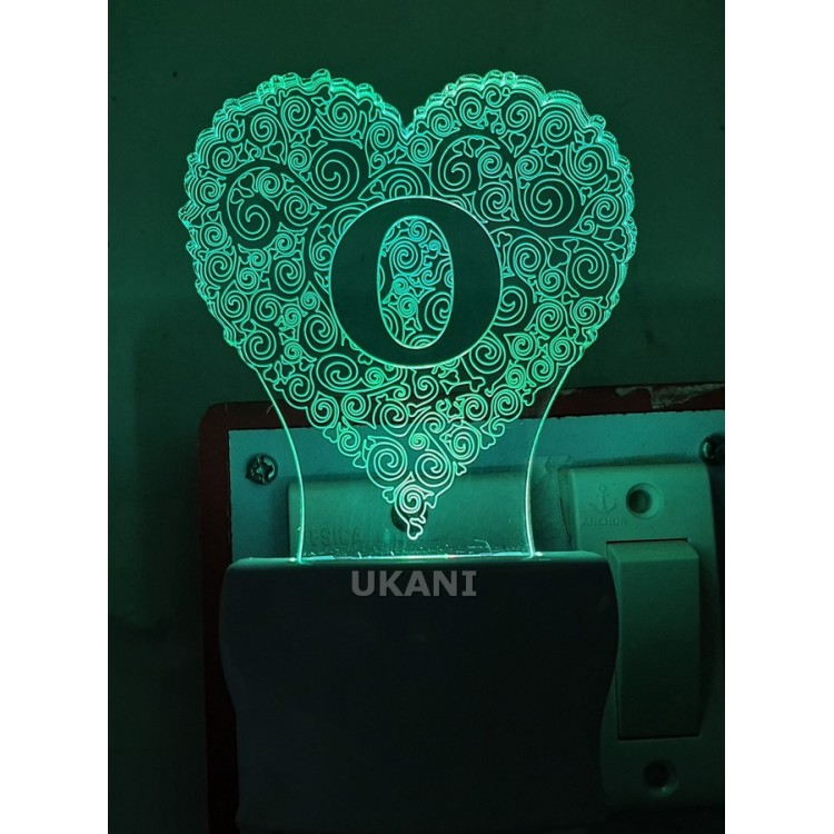 UKANI 3D  Alpha bate O Night lamp with 7 color automatic Changing Light For Home bedroom Gift  Cafe Office Valentine Gift  size (3 inch )
