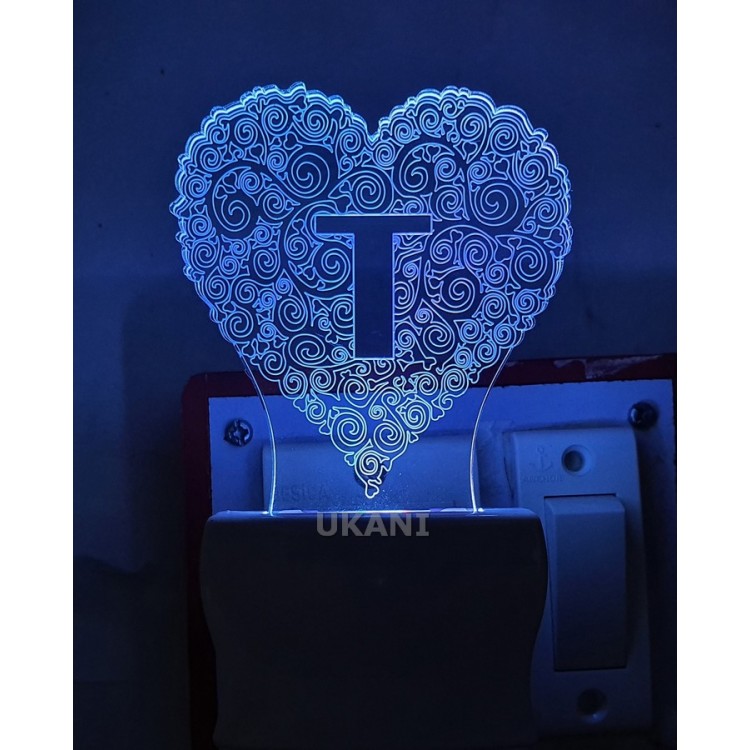 UKANI 3D  Alpha bate T Night lamp with 7 color automatic Changing Light For Home bedroom Gift  Cafe Office Valentine Gift  size (3 inch )