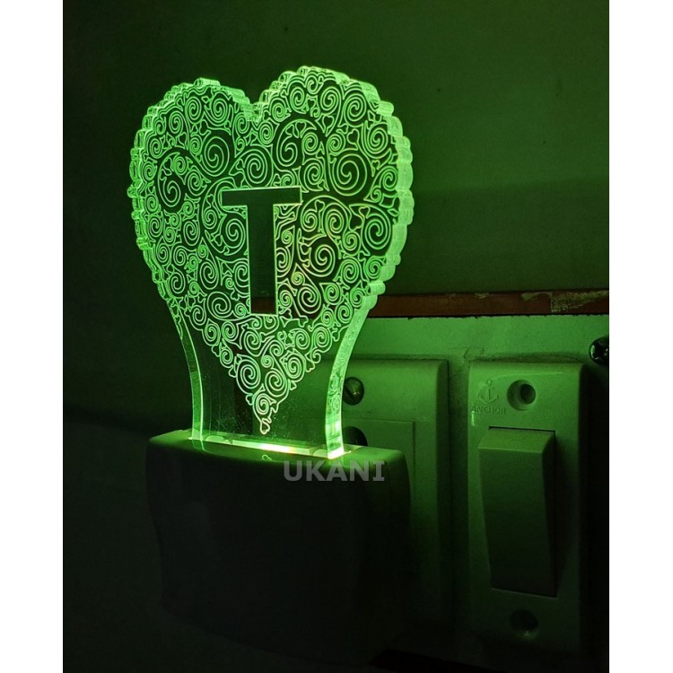 UKANI 3D  Alpha bate T Night lamp with 7 color automatic Changing Light For Home bedroom Gift  Cafe Office Valentine Gift  size (3 inch )
