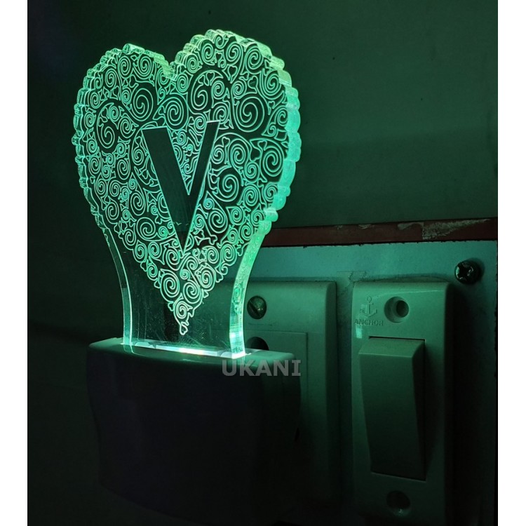 UKANI 3D  Alpha bate V Night lamp with 7 color automatic Changing Light For Home bedroom Gift  Cafe Office Valentine Gift  size (3 inch )