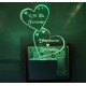 UKANI  3D Customize Name Lamp Dual Heart MOst Trending Design Acrylic Personalized 7 Colour Changing 3D Illusion LED Night Lamp ||Customized Name and Tagline.Perfect Gift for every Occasion /Valentines Day(Multicolour) 