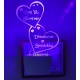 UKANI  3D Customize Name Lamp Dual Heart MOst Trending Design Acrylic Personalized 7 Colour Changing 3D Illusion LED Night Lamp ||Customized Name and Tagline.Perfect Gift for every Occasion /Valentines Day(Multicolour) 