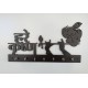 UKANI WOODAN MADE HARE KRISHNA DESIGN WALL KEY HOLDER WITH STEEL KEY RACK FOR HOME/KITCHAN/OFFICE/GIFT