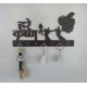 UKANI WOODAN MADE HARE KRISHNA DESIGN WALL KEY HOLDER WITH STEEL KEY RACK FOR HOME/KITCHAN/OFFICE/GIFT