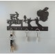 UKANI WOODAN MADE HARE KRISHNA DESIGN WALL KEY HOLDER WITH STEEL KEY RACK FOR HOME/KITCHAN/OFFICE/GIFT