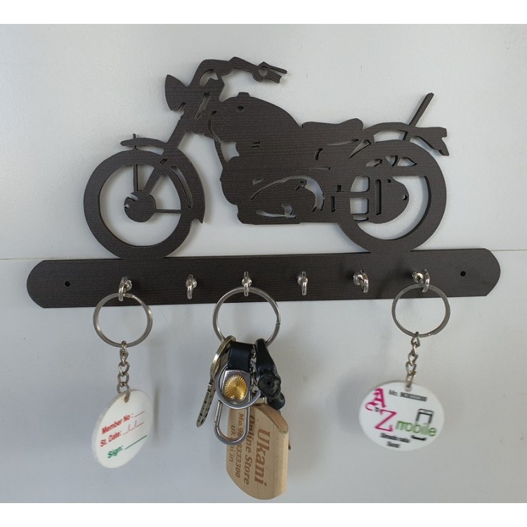 UKANI WOODAN MADE BIKE DESIGN WALL KEY HOLDER WITH STEEL KEY RACK FOR HOME/KITCHAN/OFFICE/GIFT (10 INCH*5 INCH)