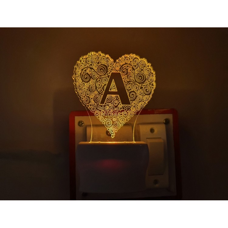 UKANI 3D  ALPHABET A Night lamp with 7 color automatic Changing Light For Home bedroom Gift  Cafe Office Valentine Gift  size (3 inch )