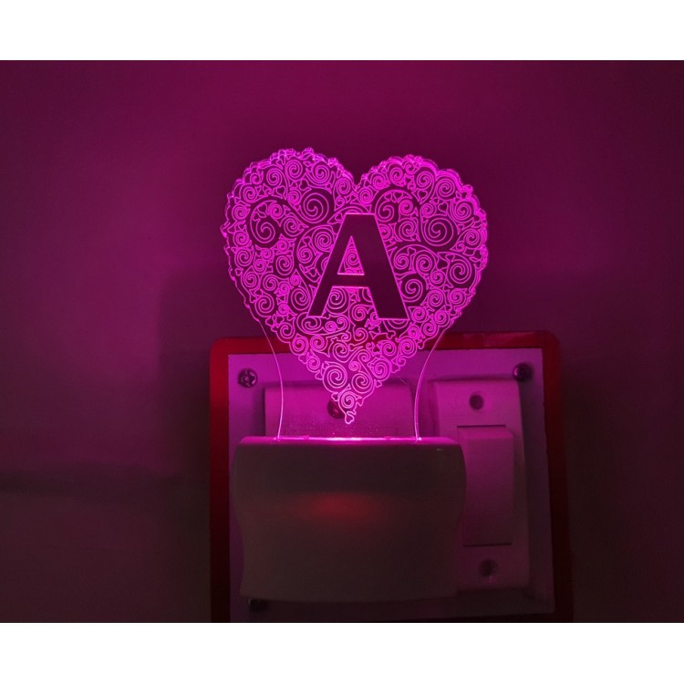 UKANI 3D  ALPHABET A Night lamp with 7 color automatic Changing Light For Home bedroom Gift  Cafe Office Valentine Gift  size (3 inch )