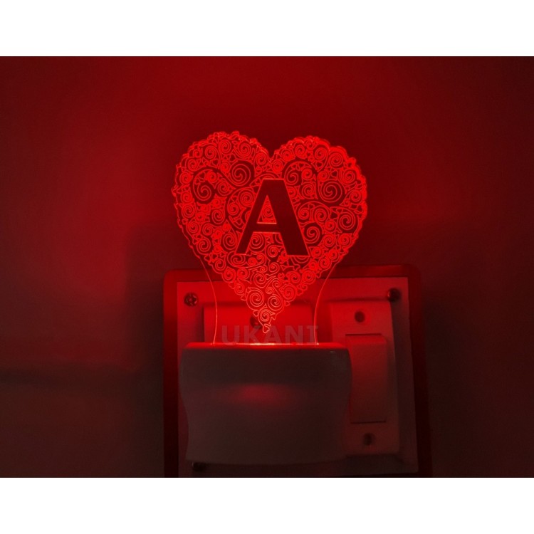 UKANI 3D  ALPHABET A Night lamp with 7 color automatic Changing Light For Home bedroom Gift  Cafe Office Valentine Gift  size (3 inch )
