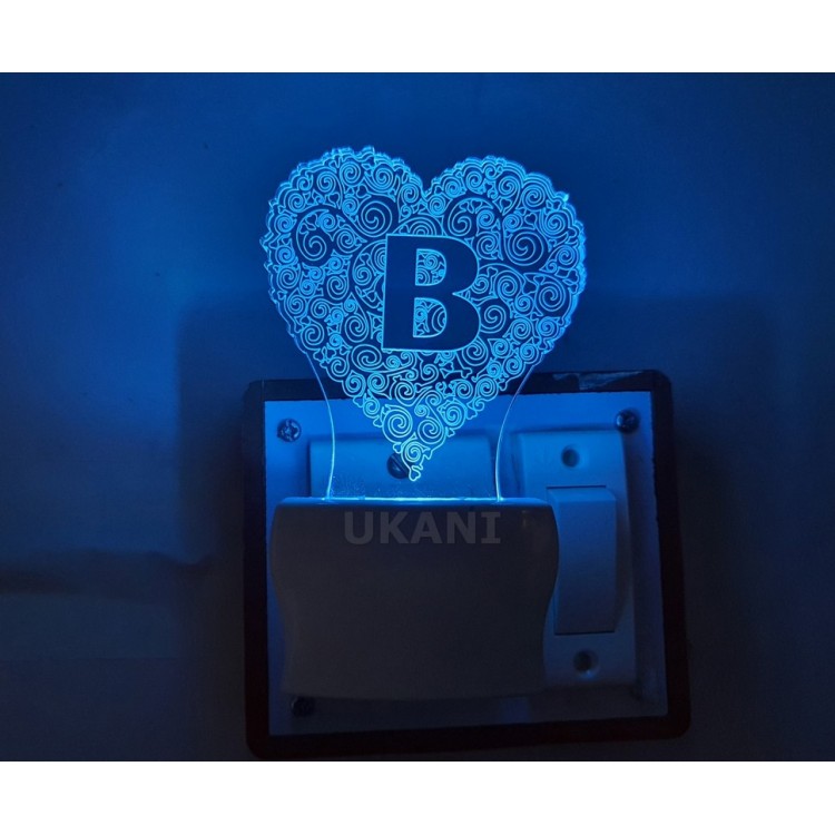 UKANI 3D ALPHABET B Night lamp with 7 color automatic Changing Light For Home bedroom Gift  Cafe Office Valentine Gift  size (3 inch )