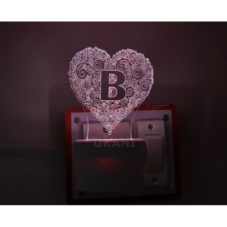 UKANI 3D ALPHABET B Night lamp with 7 color automatic Changing Light For Home bedroom Gift  Cafe Office Valentine Gift  size (3 inch )