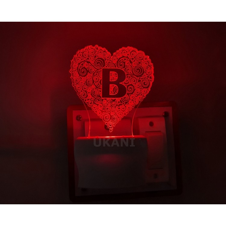 UKANI 3D ALPHABET B Night lamp with 7 color automatic Changing Light For Home bedroom Gift  Cafe Office Valentine Gift  size (3 inch )