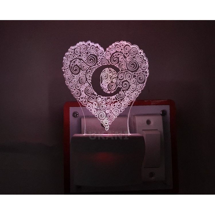 UKANI 3D  ALPHABET C Night lamp with 7 color automatic Changing Light For Home bedroom Gift  Cafe Office Valentine Gift  size (3 inch )