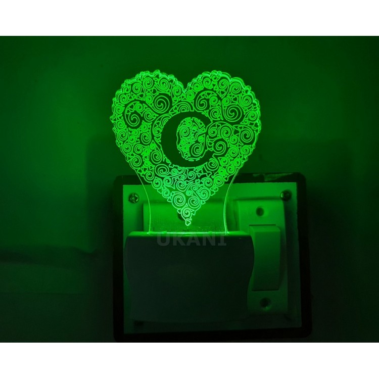 UKANI 3D  ALPHABET C Night lamp with 7 color automatic Changing Light For Home bedroom Gift  Cafe Office Valentine Gift  size (3 inch )
