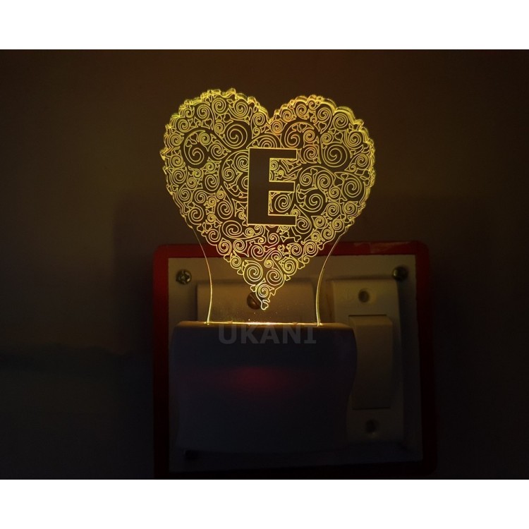 UKANI 3D  ALPHBET E Night lamp with 7 color automatic Changing Light For Home bedroom Gift  Cafe Office Valentine Gift  