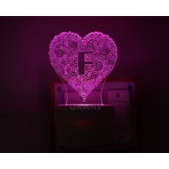 UKANI 3D  ALPHABET F Night lamp with 7 color automatic Changing Light For Home bedroom Gift  Cafe Office Valentine Gift  size (3 inch )