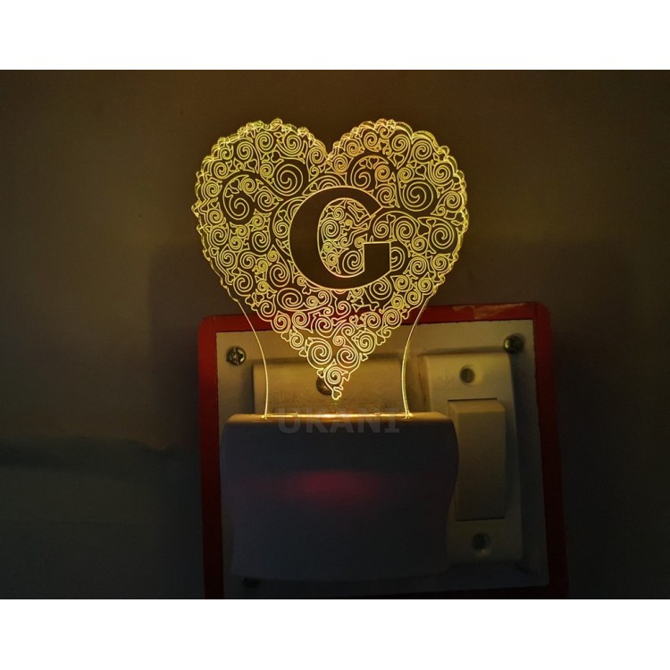 UKANI 3D  ALPHABET G Night lamp with 7 color automatic Changing Light For Home bedroom Gift  Cafe Office Valentine Gift  size (3 inch )
