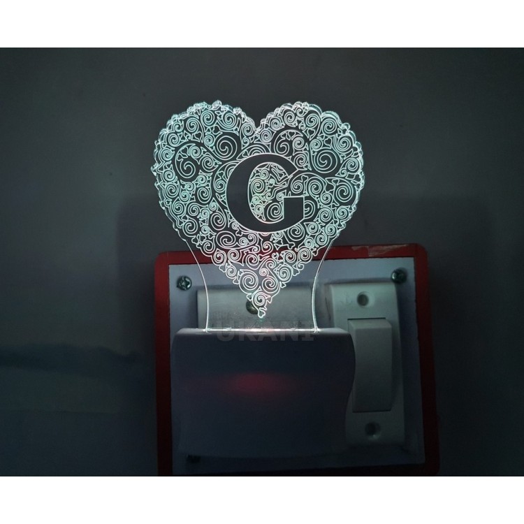 UKANI 3D  ALPHABET G Night lamp with 7 color automatic Changing Light For Home bedroom Gift  Cafe Office Valentine Gift  size (3 inch )