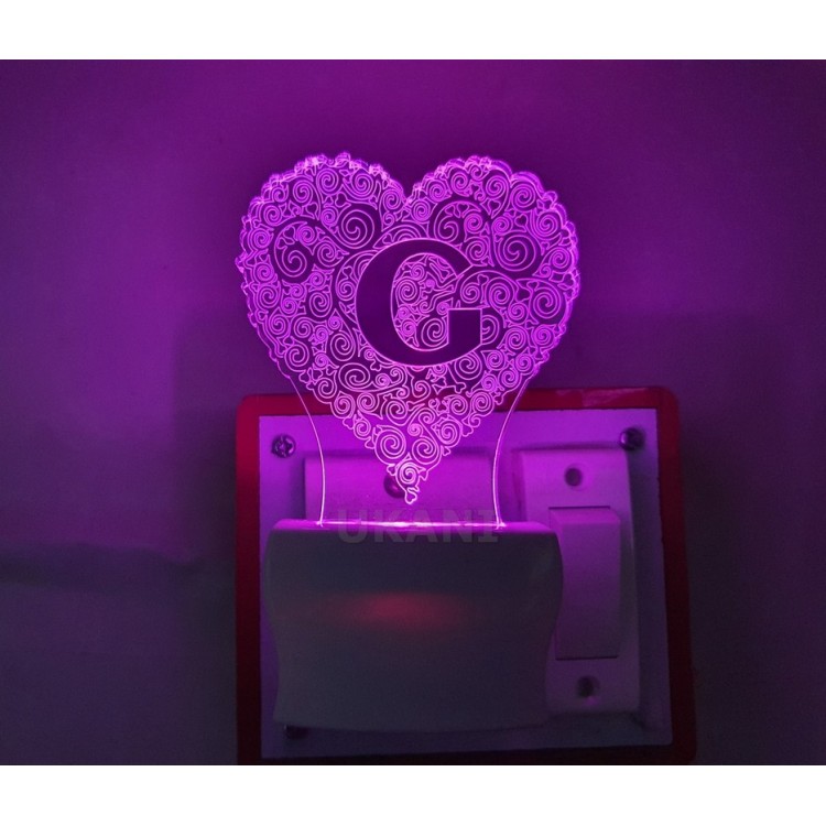 UKANI 3D  ALPHABET G Night lamp with 7 color automatic Changing Light For Home bedroom Gift  Cafe Office Valentine Gift  size (3 inch )