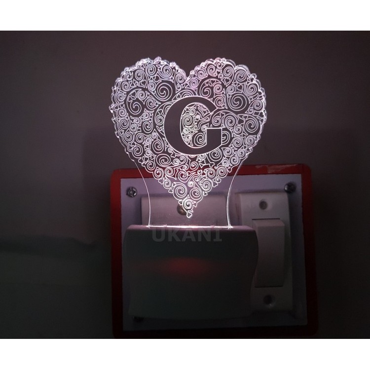UKANI 3D  ALPHABET G Night lamp with 7 color automatic Changing Light For Home bedroom Gift  Cafe Office Valentine Gift  size (3 inch )
