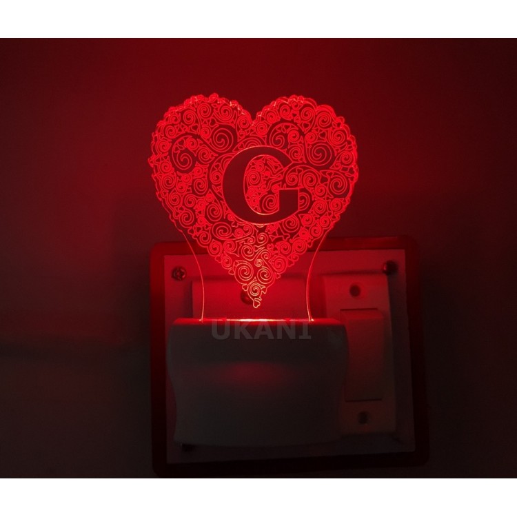 UKANI 3D  ALPHABET G Night lamp with 7 color automatic Changing Light For Home bedroom Gift  Cafe Office Valentine Gift  size (3 inch )