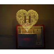 UKANI 3D  ALPHABET H Night lamp with 7 color automatic Changing Light For Home bedroom Gift  Cafe Office Valentine Gift  size (3 inch )