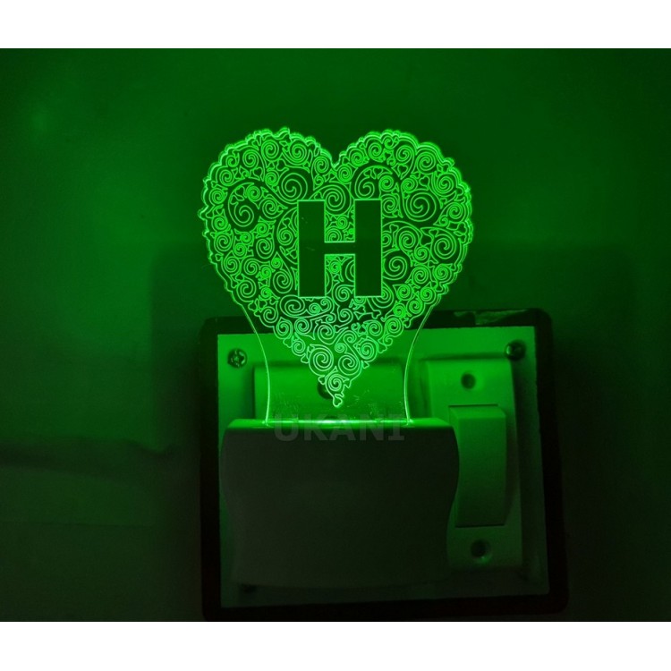 UKANI 3D  ALPHABET H Night lamp with 7 color automatic Changing Light For Home bedroom Gift  Cafe Office Valentine Gift  size (3 inch )