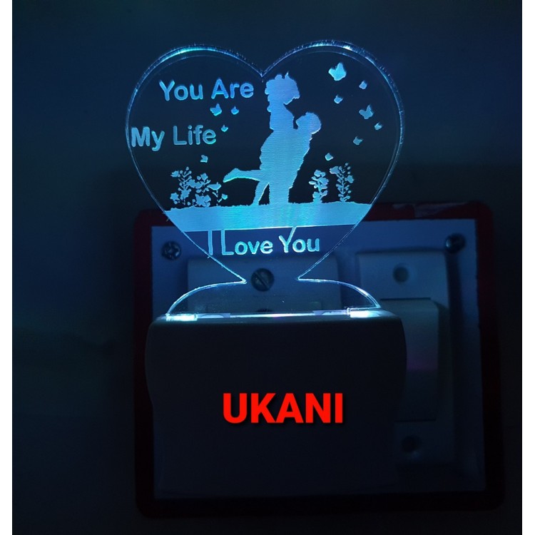 UKANI 3D You Are My Life With  Romantic Couple  Night lamp with 7 color automatic Changing Light For Home bedroom Gift  Cafe Office Valentine Gift  size (3 inch )