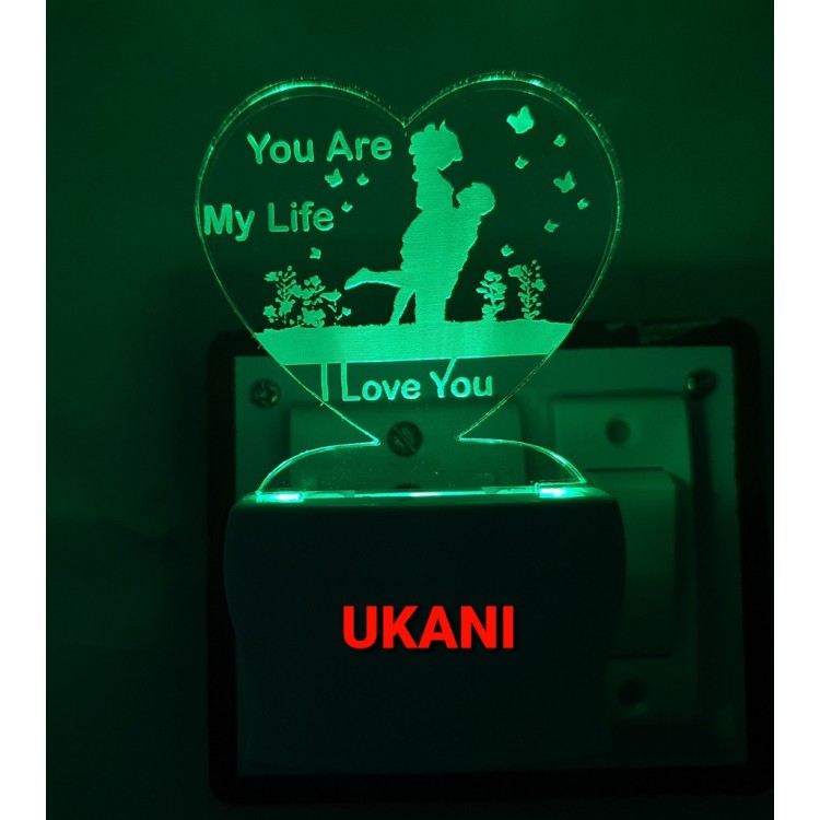 UKANI 3D You Are My Life With  Romantic Couple  Night lamp with 7 color automatic Changing Light For Home bedroom Gift  Cafe Office Valentine Gift  size (3 inch )