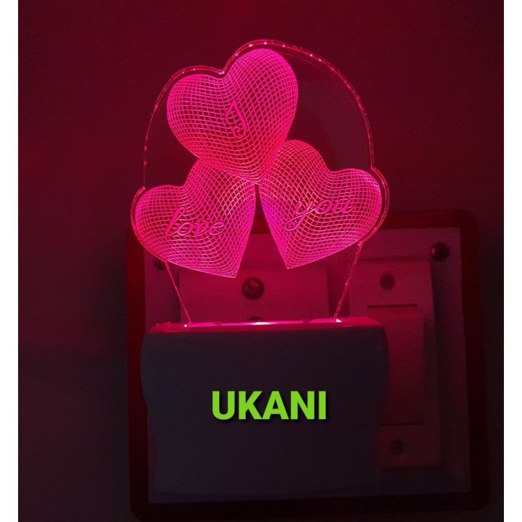 UKANI 3D I Love You Heart  Night lamp with 7 color automatic Changing Light For Home bedroom Gift  Cafe Office Valentine Gift  size (3 inch )