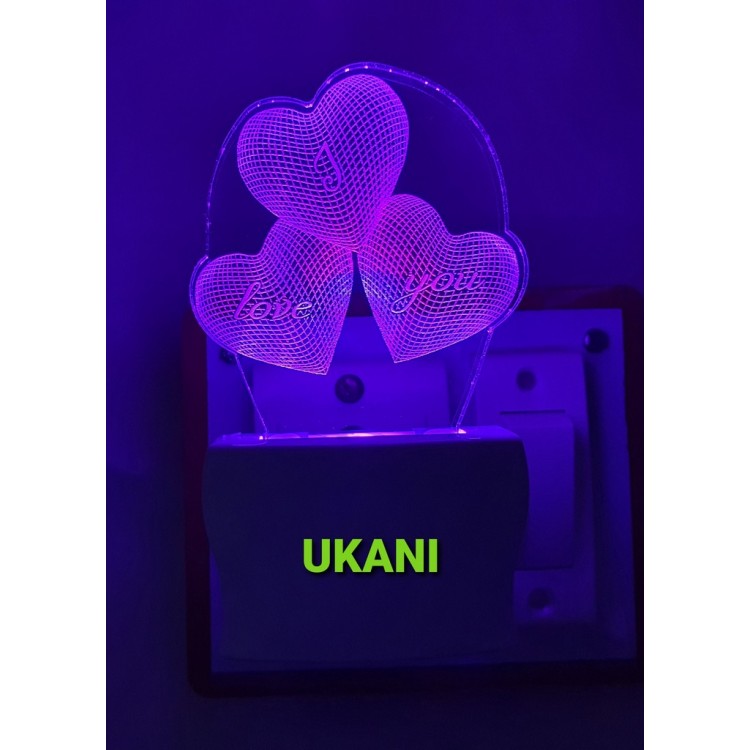 UKANI 3D I Love You Heart  Night lamp with 7 color automatic Changing Light For Home bedroom Gift  Cafe Office Valentine Gift  size (3 inch )