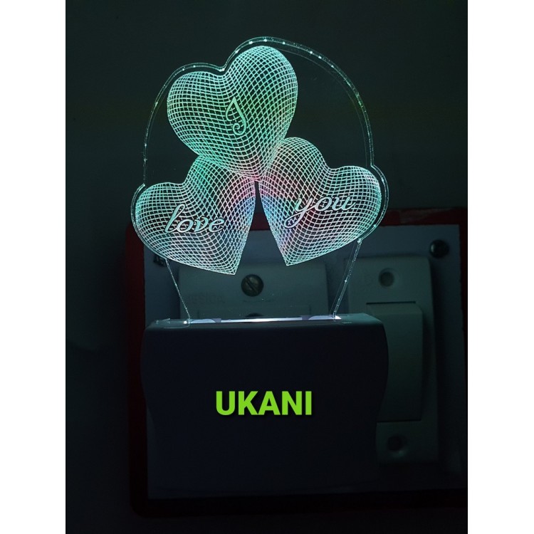 UKANI 3D I Love You Heart  Night lamp with 7 color automatic Changing Light For Home bedroom Gift  Cafe Office Valentine Gift  size (3 inch )