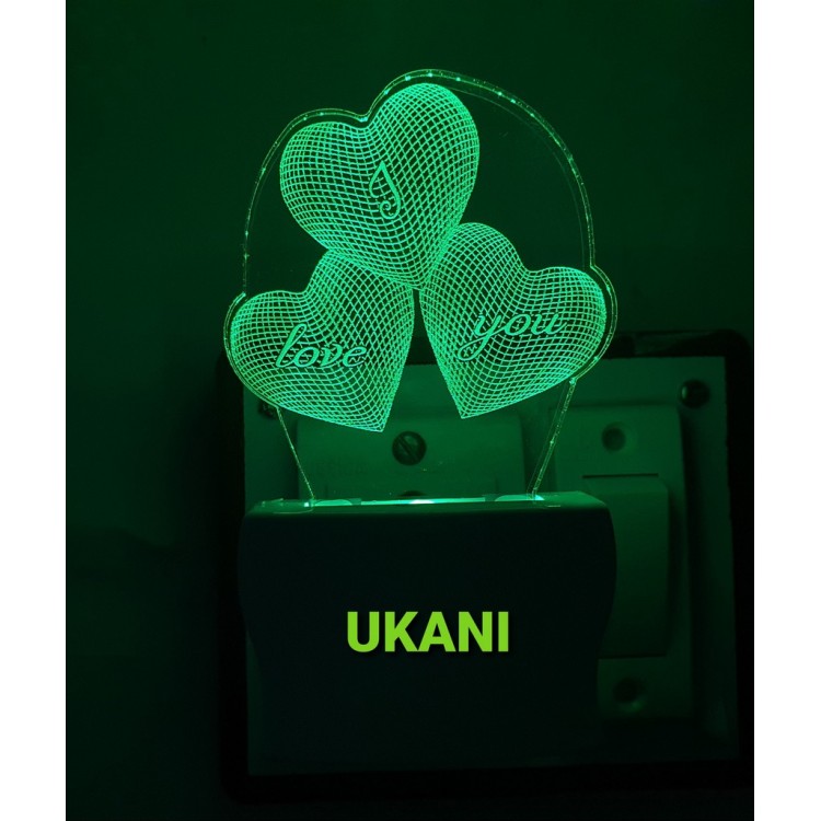 UKANI 3D I Love You Heart  Night lamp with 7 color automatic Changing Light For Home bedroom Gift  Cafe Office Valentine Gift  size (3 inch )