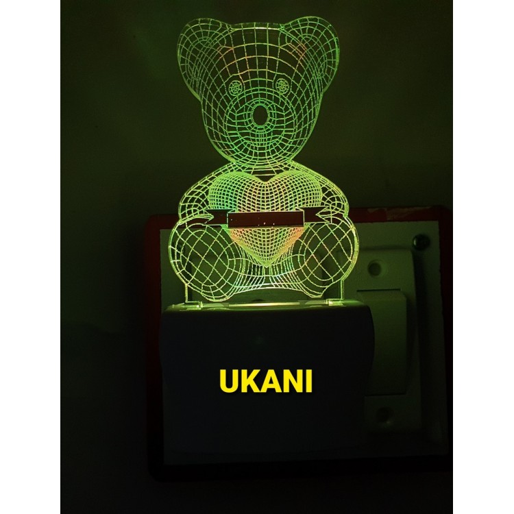 UKANI 3D Teddy Beer  Night lamp with 7 color automatic Changing Light For Home bedroom Gift  Cafe Office Valentine Gift  size (3 inch )
