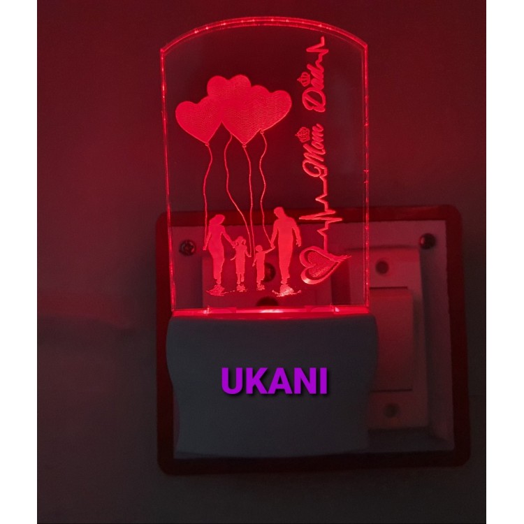 UKANI 3D Mom & Dad Night lamp with 7 color automatic Changing Light For Home bedroom Gift  Cafe Office Valentine Gift  size (3 inch )