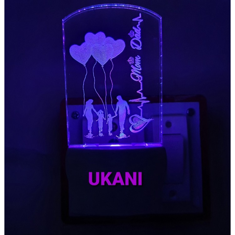 UKANI 3D Mom & Dad Night lamp with 7 color automatic Changing Light For Home bedroom Gift  Cafe Office Valentine Gift  size (3 inch )