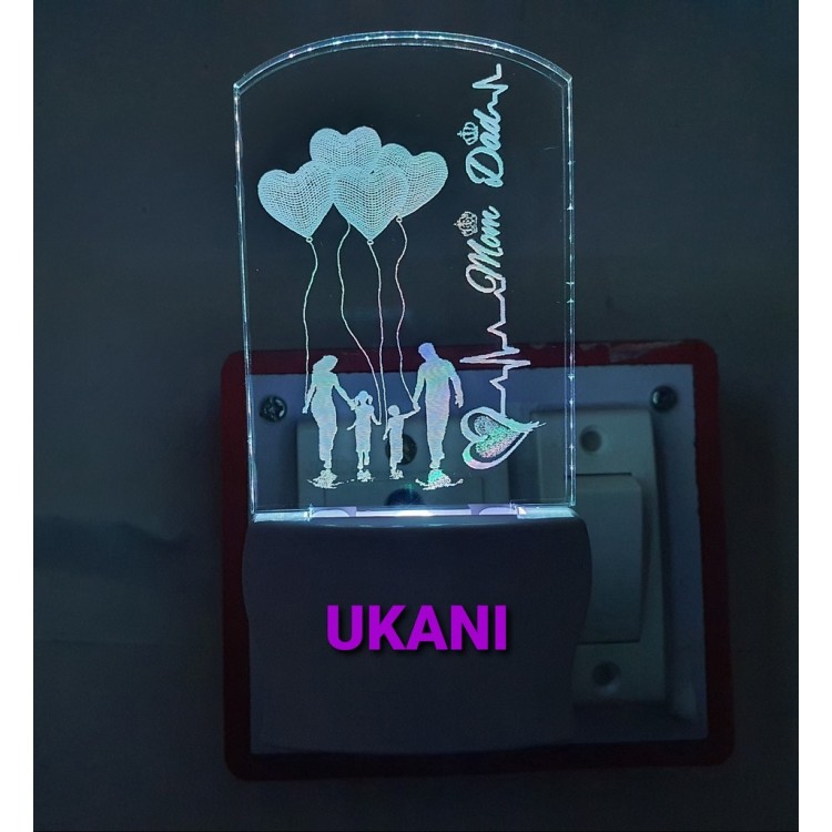 UKANI 3D Mom & Dad Night lamp with 7 color automatic Changing Light For Home bedroom Gift  Cafe Office Valentine Gift  size (3 inch )