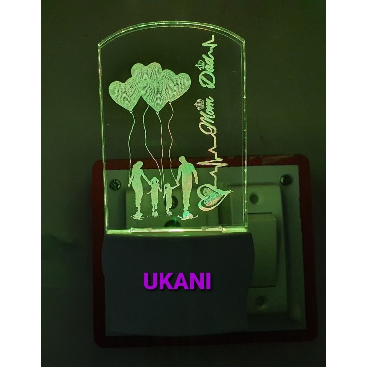 UKANI 3D Mom & Dad Night lamp with 7 color automatic Changing Light For Home bedroom Gift  Cafe Office Valentine Gift  size (3 inch )