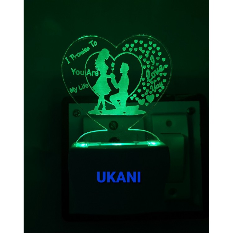 UKANI 3D Love Propose Couple  Night lamp with 7 color automatic Changing Light For Home bedroom Gift  Cafe Office Valentine Gift  size (3 inch )