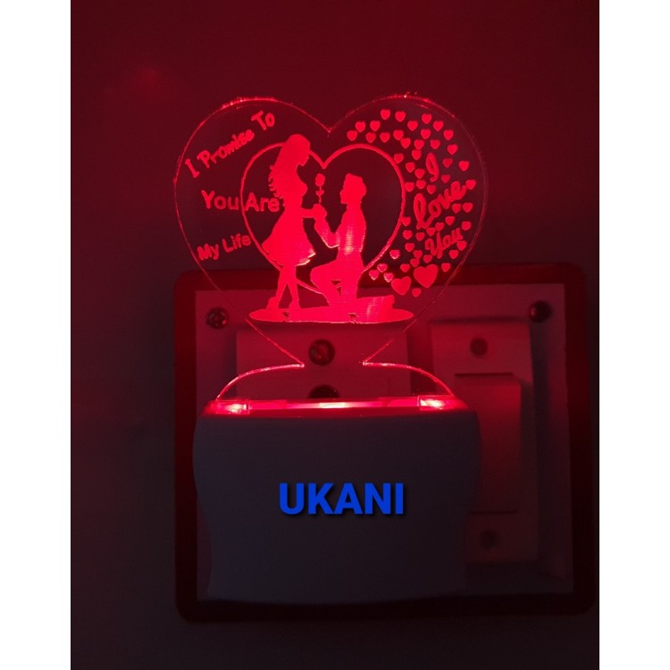 UKANI 3D Love Propose Couple  Night lamp with 7 color automatic Changing Light For Home bedroom Gift  Cafe Office Valentine Gift  size (3 inch )