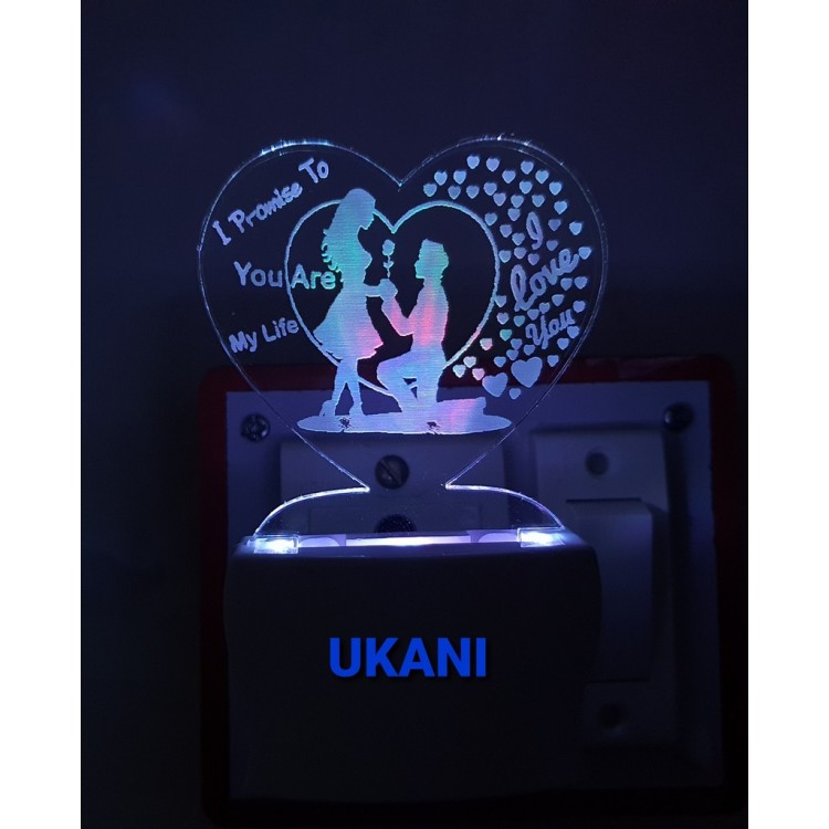 UKANI 3D Love Propose Couple  Night lamp with 7 color automatic Changing Light For Home bedroom Gift  Cafe Office Valentine Gift  size (3 inch )