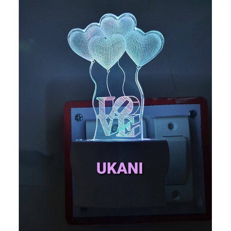 UKANI 3D Love Baloon  Night lamp with 7 color automatic Changing Light For Home bedroom Gift  Cafe Office Valentine Gift  size (3 inch )