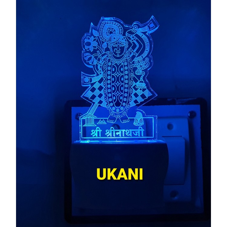 UKANI 3D Shreenathji  Night lamp with 7 color automatic Changing Light For Home bedroom Gift  Cafe Office Valentine Gift  size (3 inch )